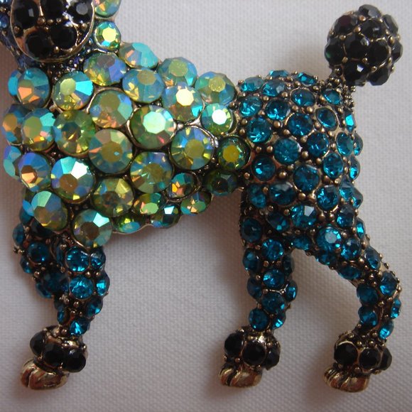 NWT FRENCH POODLE DOG RHINESTONES BROOCH main image 1